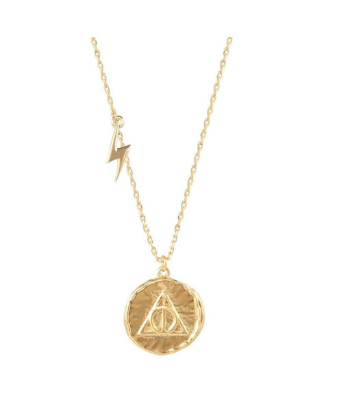 Wizarding World Deathly Hallows Gold Plated Potter Medallion Pendant, 16 + 2"