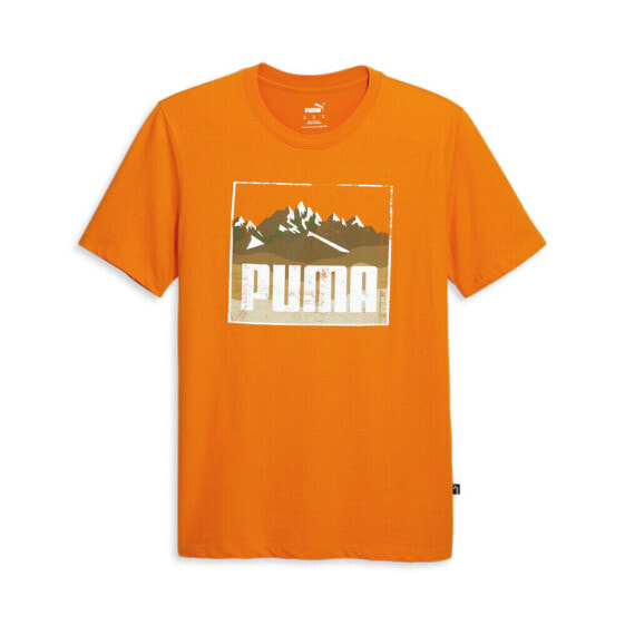 Puma Trail Graphic Crew Neck Short Sleeve T-Shirt Mens Orange Casual Tops 679114