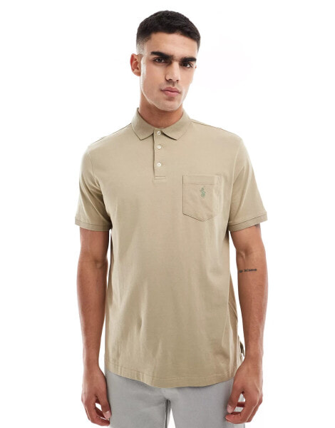 Polo Ralph Lauren icon logo pocket washed jersey polo classic oversized fit in camel