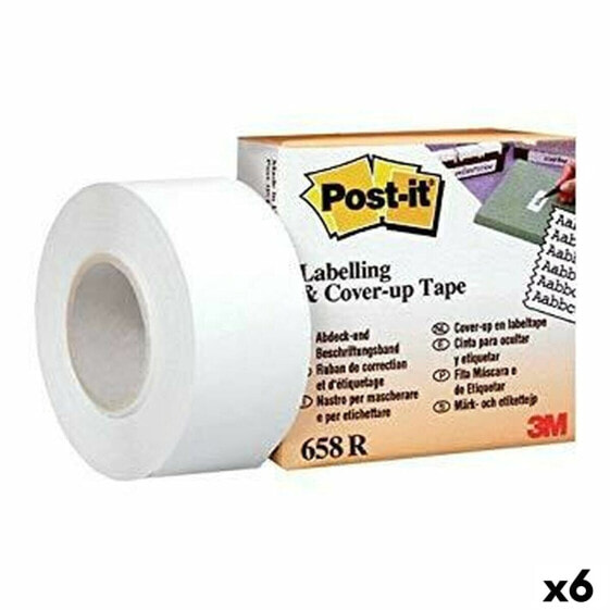 Клейкая лента Post-it 658R Белая 25,4 мм x 17,7 м (6 штук)