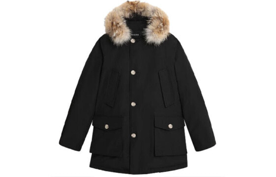 Черный мужской пуховик съемным меховым воротником WOOLRICH CFWOOU0482MRUT0001-BLK