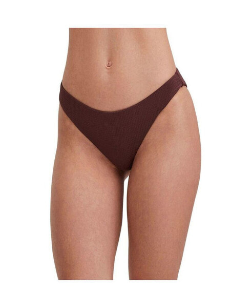 Women's Solid textured mid-rise swim bottom