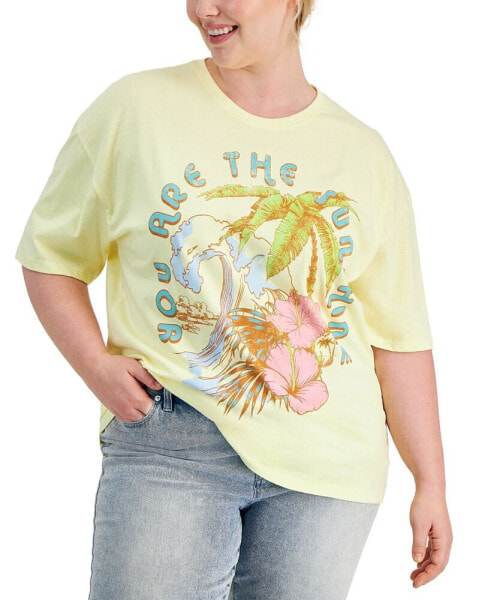 Trendy Plus Size Sunshine Graphic Print Boyfriend T-Shirt