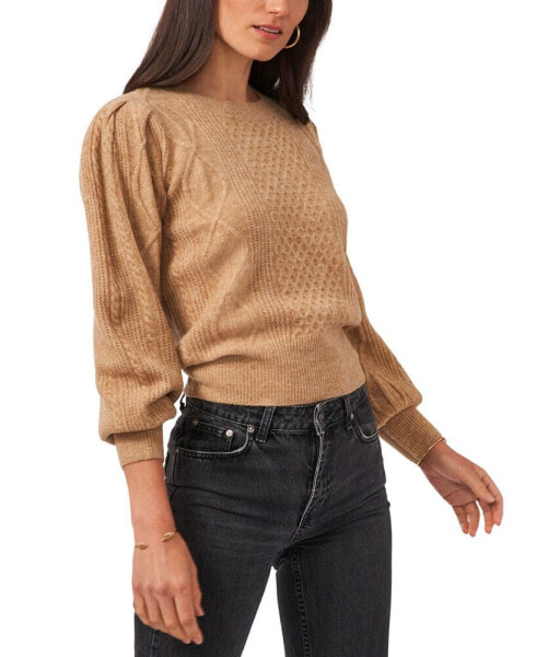 Women's Variegated Cables Crew Neck Sweater