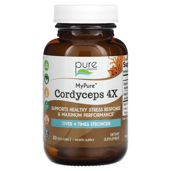 Pure Essence, MyPure, кордицепс 4X, 30 растительных капсул
