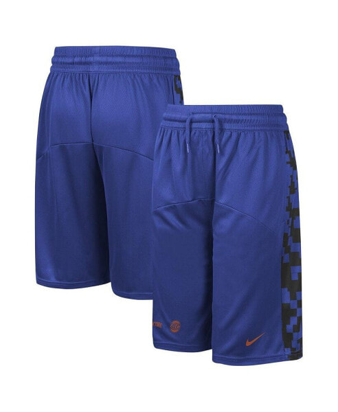 Big Boys and Girls Blue New York Knicks Courtside Starting Five Team Shorts