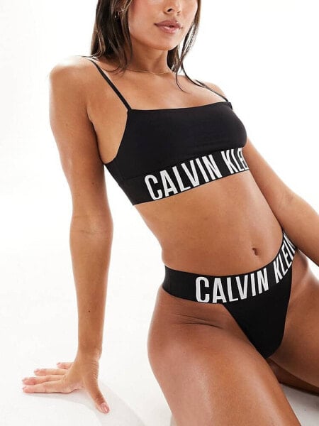 Calvin Klein intense power micro unlined crop bralette in black