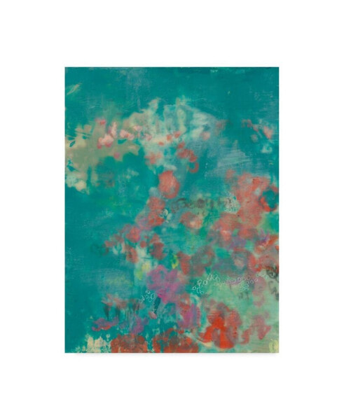 Jennifer Goldberger Teal Rose Garden I Canvas Art - 20" x 25"