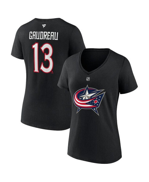 Women's Johnny Gaudreau Black Columbus Blue Jackets Special Edition 2.0 Name and Number V-Neck T-shirt