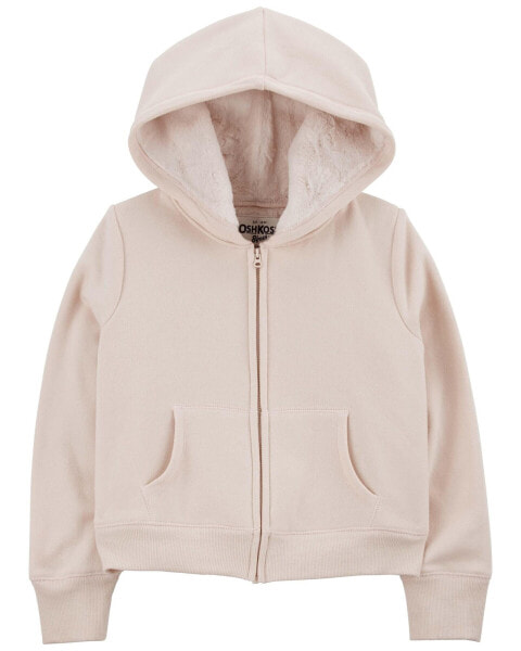 Kid Fleece-Lined Zip-Up Jacket - Tan 7