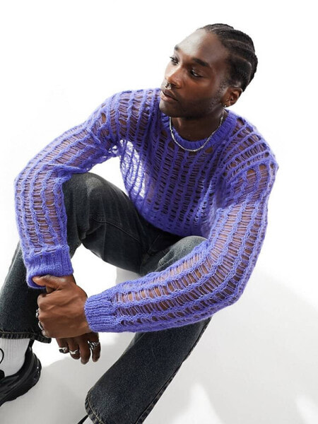 Weekday ladder knit jumper in blue