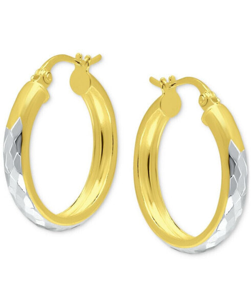 Two-Tone Textured Small Hoop Earrings in Sterling Silver & 18k Gold-Plate, 20mm, Created for Macy's