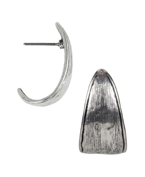 Silver-Tone Hammered J-Hoop Earrings