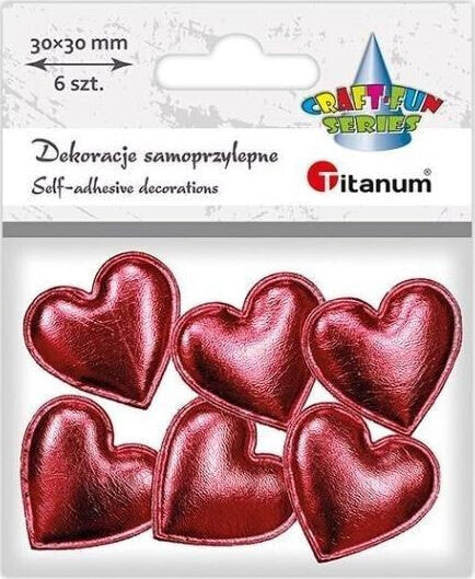 Детский шампунь Titanum Декоративные самоклеящиеся сердца PU красные 6 шт