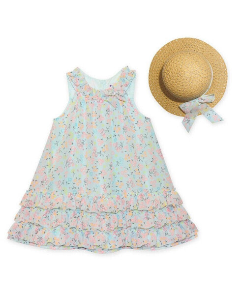 Baby Girls Ruffle-Trim Floral Swing Dress Sun Hat
