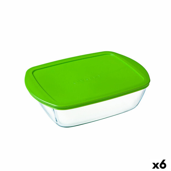 Прямоугольная коробочка для завтрака с крышкой Pyrex Cook & Store Зеленый 1,1 L 23 x 15 x 7 cm Силикон Cтекло (6 штук)
