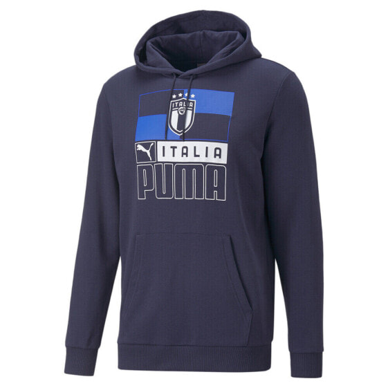 Puma Italy Soccer Ftblcore Pullover Hoodie Mens Blue Casual Athletic Outerwear 7