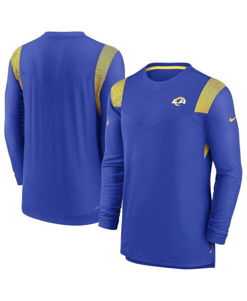Men's Royal Los Angeles Rams Sideline Tonal Logo Performance Player Long Sleeve T-shirt