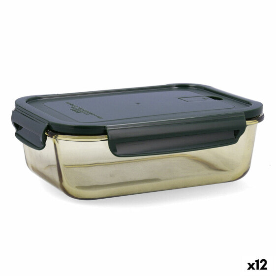 Hermetic Lunch Box Bidasoa Infinity Rectangular 1,5 L Yellow Glass (12 Units)