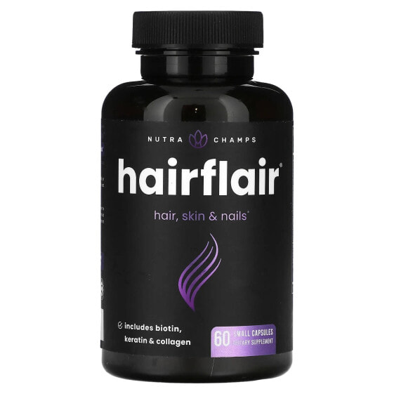 Витамины для здоровья кожи NutraChamps HairFlair, 60 маленьких капсул