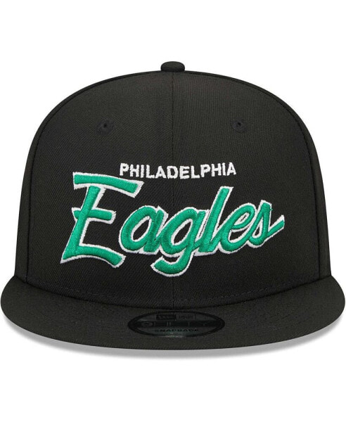 Men's Black Philadelphia Eagles Main Script 9FIFTY Snapback Hat