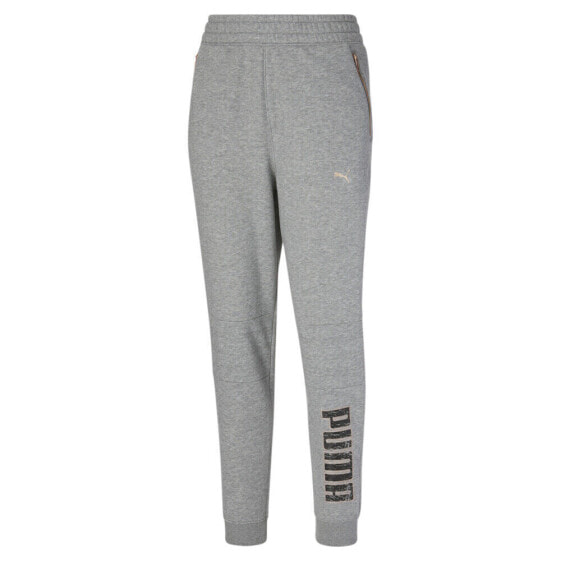 Puma Train Moto Joggers Womens Grey Casual Athletic Bottoms 52144903