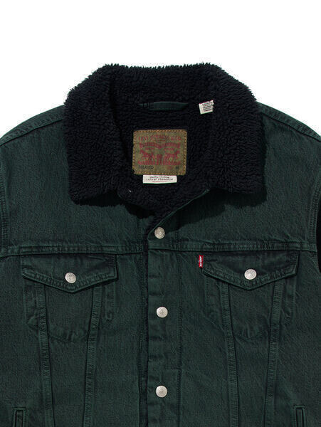 Levi's Men's Premium Relaxed Fit Sherpa Trucker Jacket Washed Green A57840008