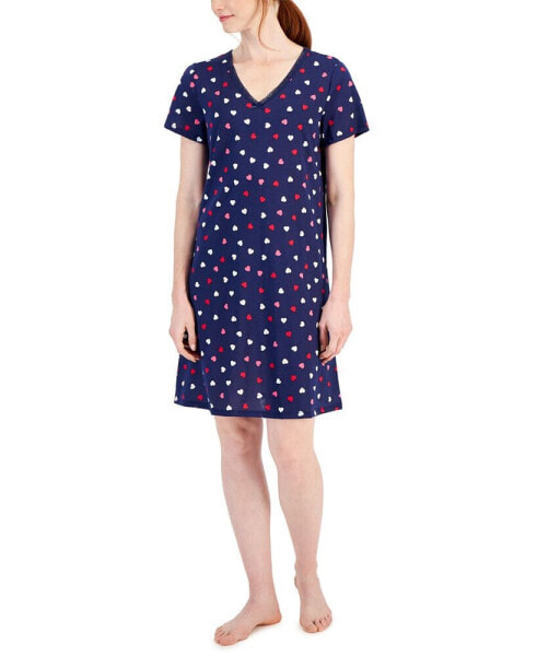 Women's Cotton Printed Lace-Trim Nightgown, Created for Macy's