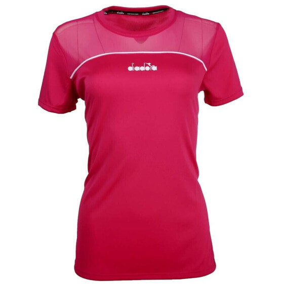 Diadora Core Tennis Crew Neck Short Sleeve Athletic T-Shirt Womens Pink Casual T
