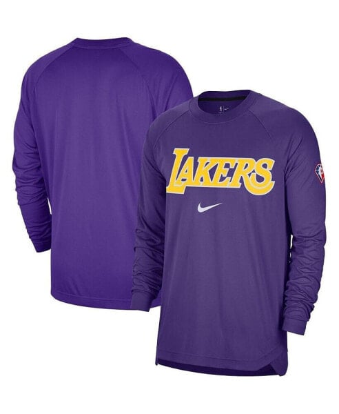 Men's Purple Los Angeles Lakers 75th Anniversary Pregame Shooting Performance Raglan Long Sleeve T-shirt