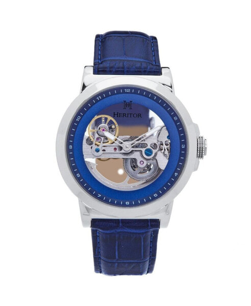 Часы Heritor Xander Leather - Silver/Blue45mm