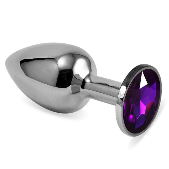 Анальная пробка LOVETOY Butt Plug Silver Rosebud Classic с фиолетовым камнем размер S.
