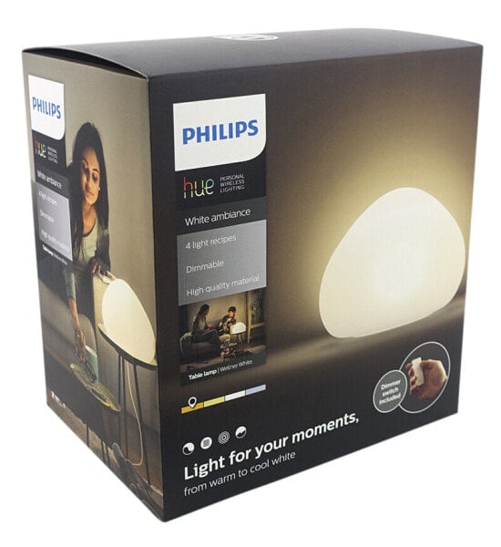 Philips Hue White Ambiance Wellness BT Tischleuchte mit Dimmschalter weiss