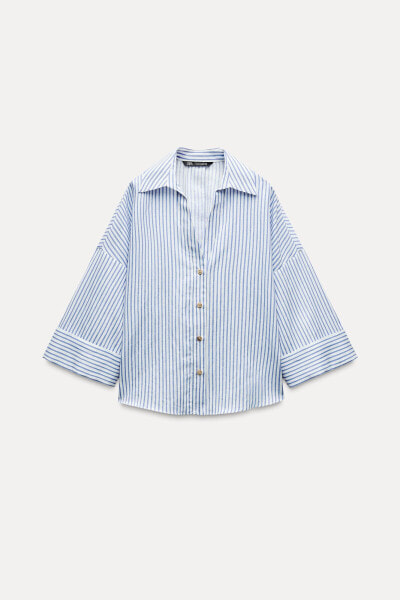 STRIPED LINEN BLEND SHIRT