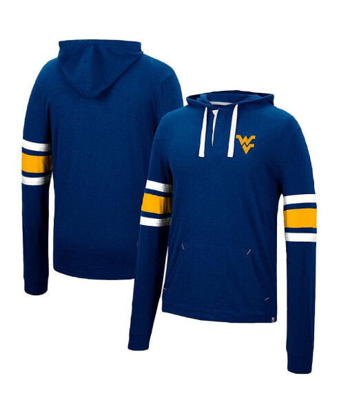 Men's Navy West Virginia Mountaineers Lebowski Hoodie Long Sleeve T-shirt