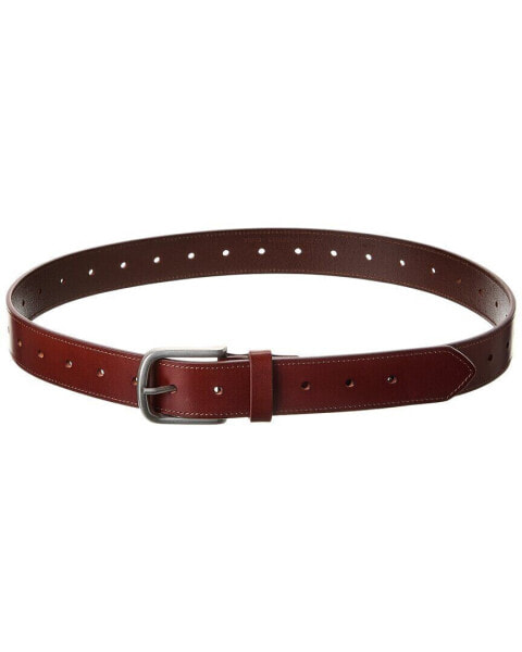Brass Mark Stitched Leather Casual Belt Men's