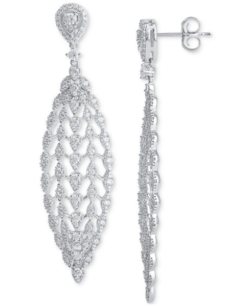Diamond Openwork Mesh Drop Earrings (2 ct. t.w.) in 14k White Gold