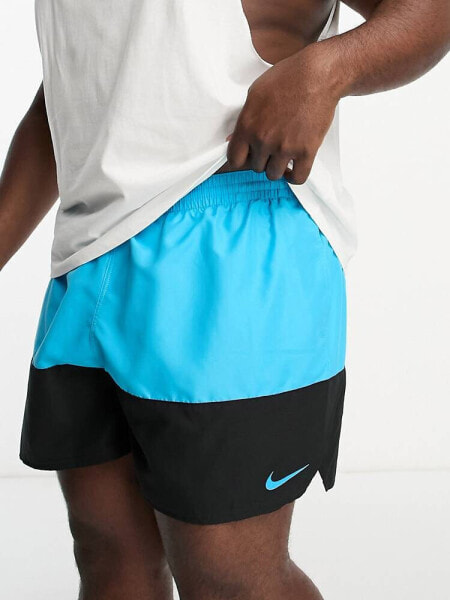 Nike Swimming Plus Volley 5 inch colourblock swim shorts in blue and black