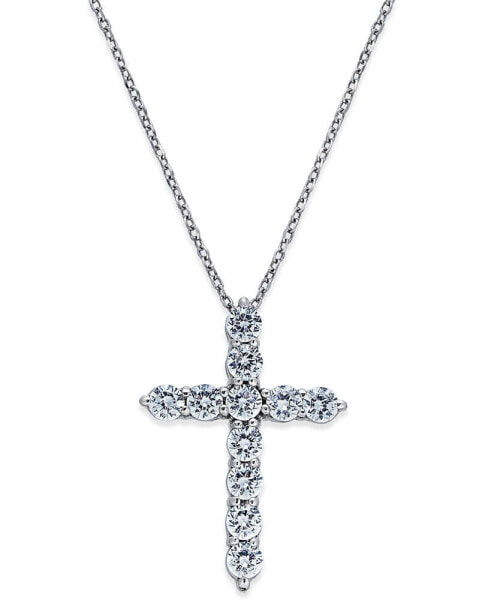 Macy's diamond Cross Pendant Necklace (1 ct. t.w.) in 14k White Gold