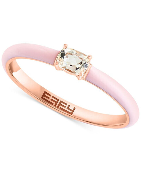 EFFY® Morganite (1/5 ct. t.w.) & Enamel Solitaire Ring in 14k Rose-Gold-Plated Sterling Silver