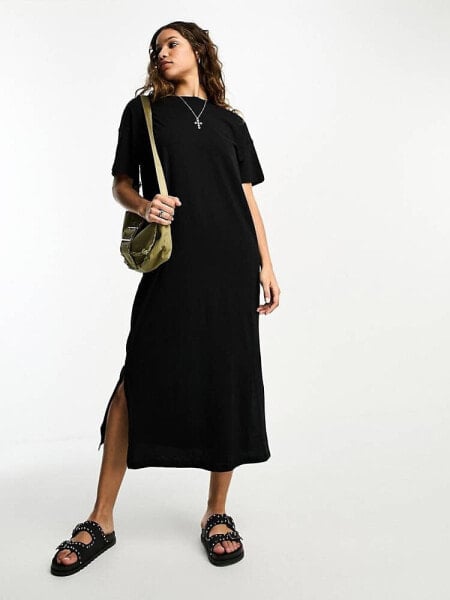 ONLY oversized maxi t-shirt dress in black