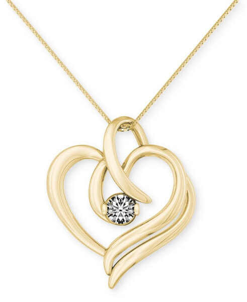 Diamond Open Heart 18" Pendant Necklace (1/8 ct. t.w.) in 14k White or Yellow Gold