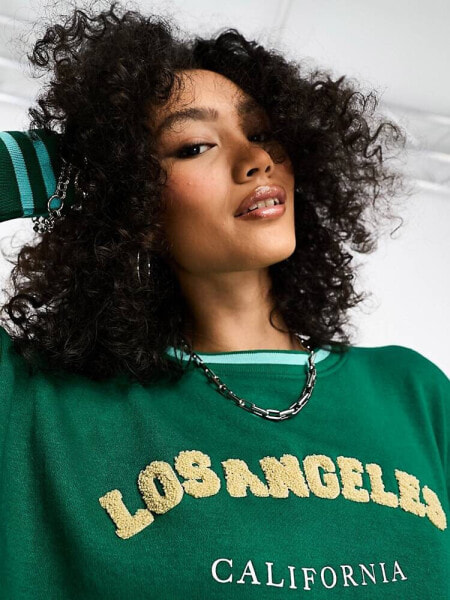 Daisy Street relaxed sweatshirt with varsity LA print