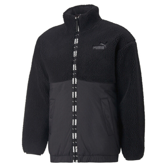 Puma Sherpa Full Zip Jacket Mens Black Casual Athletic Outerwear 84935301