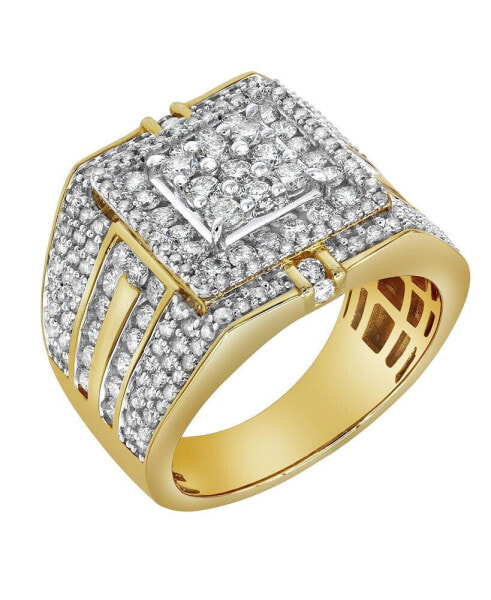 Ringside Shine Natural Certified Diamond 2.5 cttw Round Cut 14k Yellow Gold Statement Ring for Men