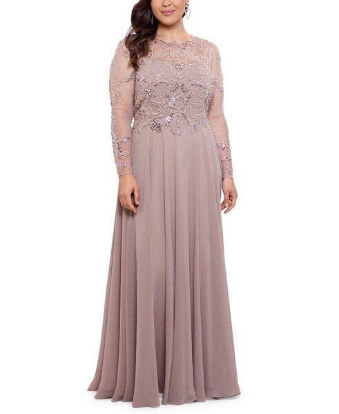 Plus Size Embellished Illusion Gown