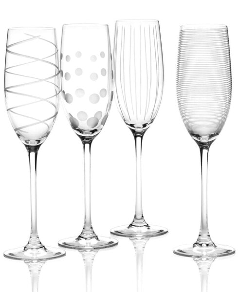 "Clear Cheers" Flutes, Set Of 4