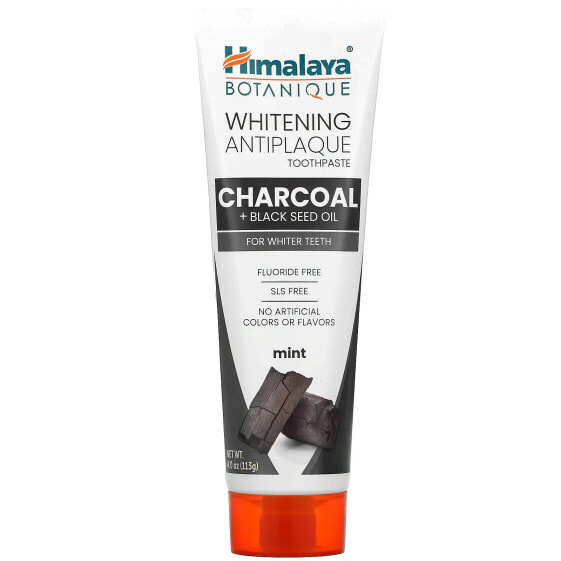 Whitening Antiplaque Toothpaste, Charcoal + Black Seed Oil, Mint , 4 oz (113 g)