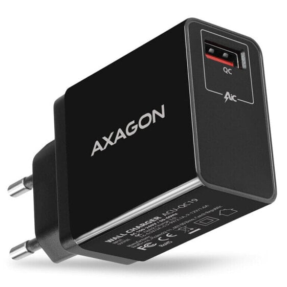 AXAGON ACU-QC19 Ladegerät, 1x USB-A, QC3.0/AFC/FCP/Smart 5V / 1,3A, 19W - schwarz