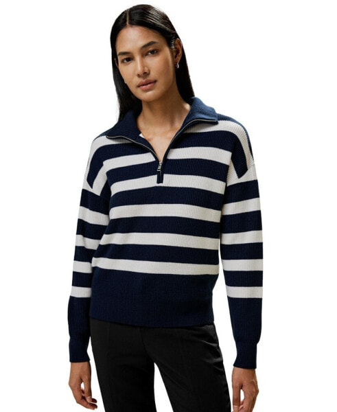 Women's Collared Quarter-Zip Wool Sweater for Women